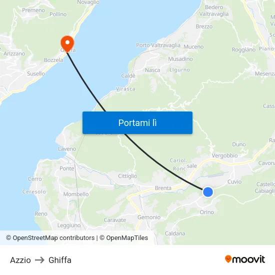 Azzio to Ghiffa map