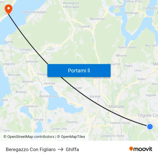 Beregazzo Con Figliaro to Ghiffa map