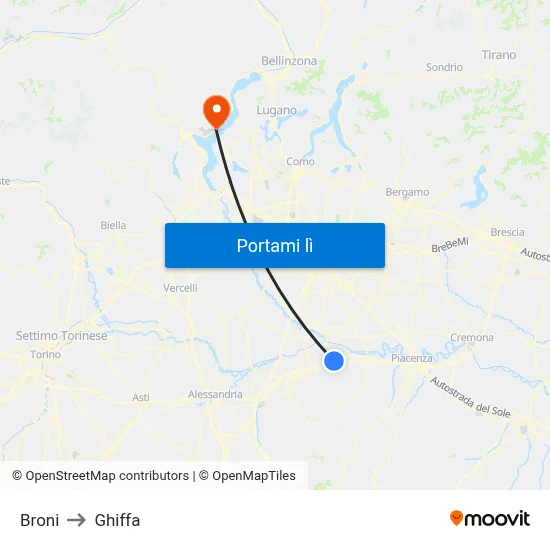 Broni to Ghiffa map