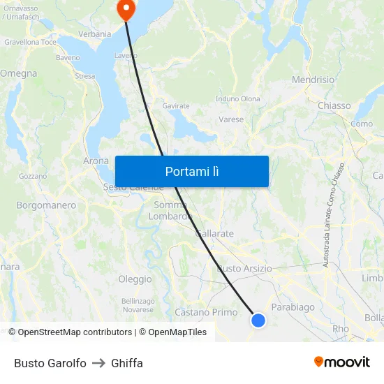 Busto Garolfo to Ghiffa map