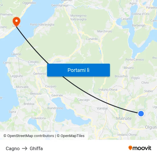Cagno to Ghiffa map
