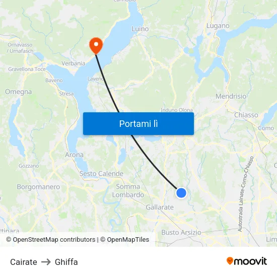 Cairate to Ghiffa map