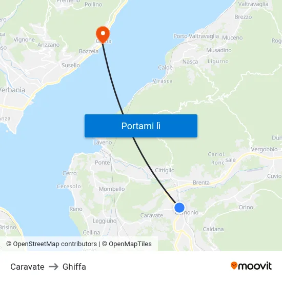 Caravate to Ghiffa map