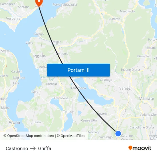 Castronno to Ghiffa map