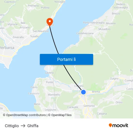 Cittiglio to Ghiffa map