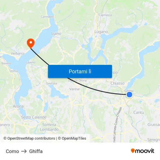 Como to Ghiffa map