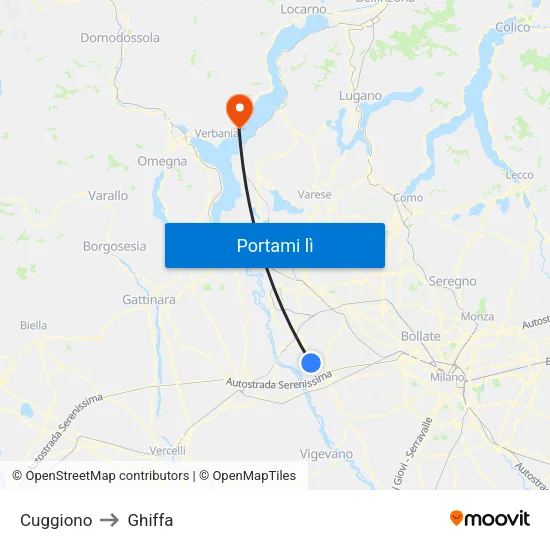 Cuggiono to Ghiffa map