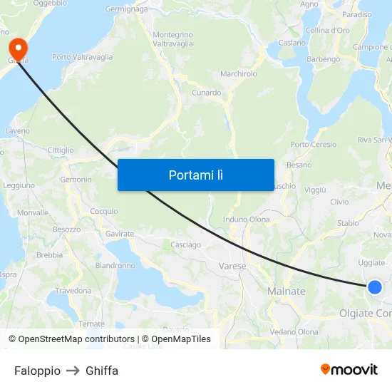 Faloppio to Ghiffa map