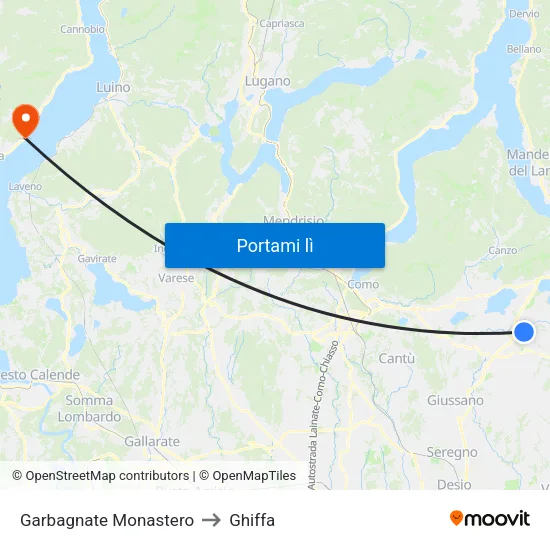 Garbagnate Monastero to Ghiffa map