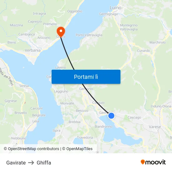 Gavirate to Ghiffa map