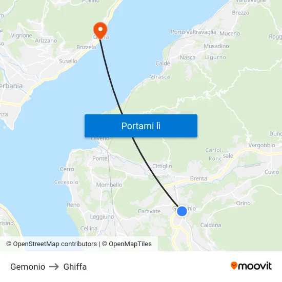 Gemonio to Ghiffa map