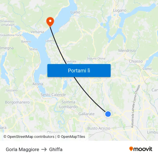 Gorla Maggiore to Ghiffa map