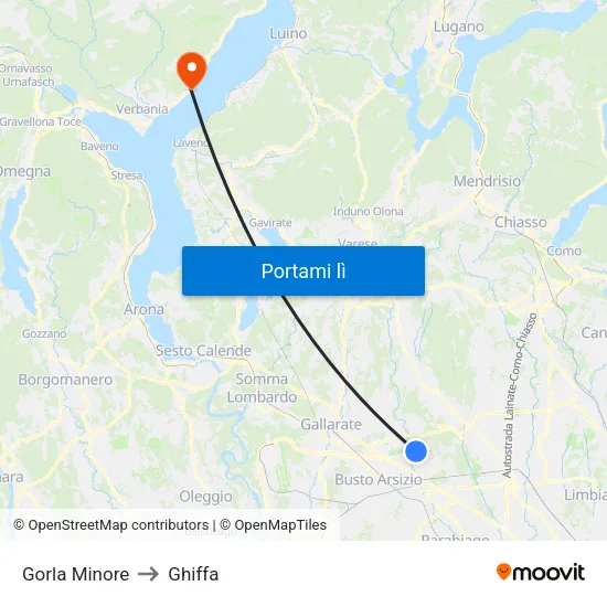 Gorla Minore to Ghiffa map