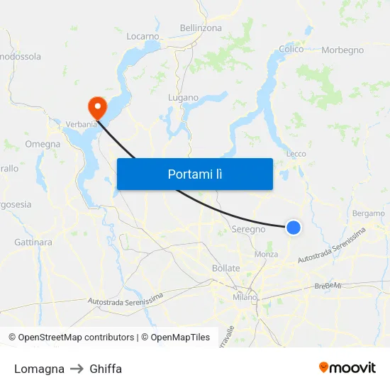 Lomagna to Ghiffa map