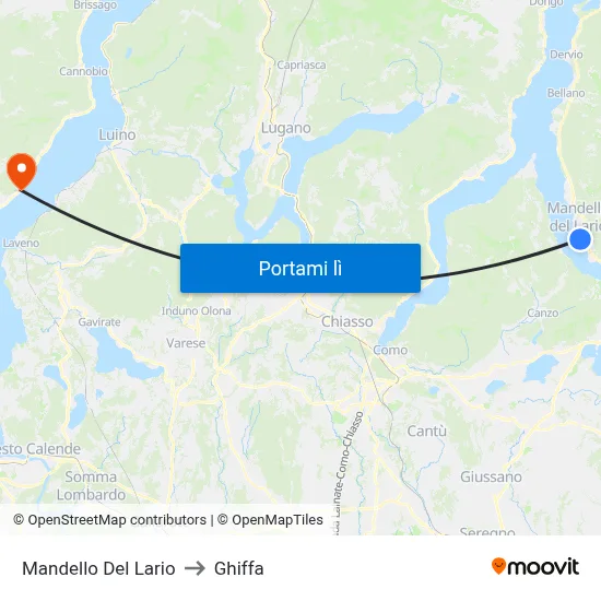 Mandello Del Lario to Ghiffa map
