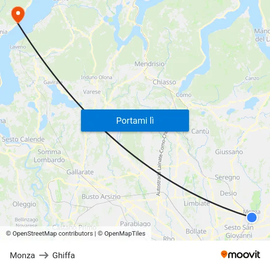 Monza to Ghiffa map