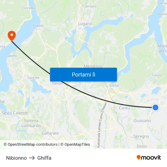 Nibionno to Ghiffa map
