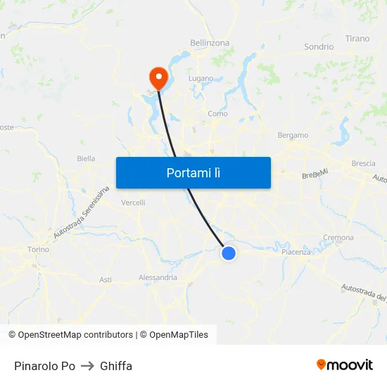 Pinarolo Po to Ghiffa map