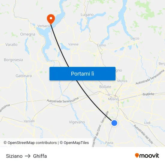 Siziano to Ghiffa map