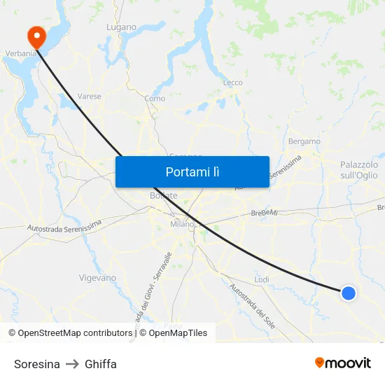Soresina to Ghiffa map