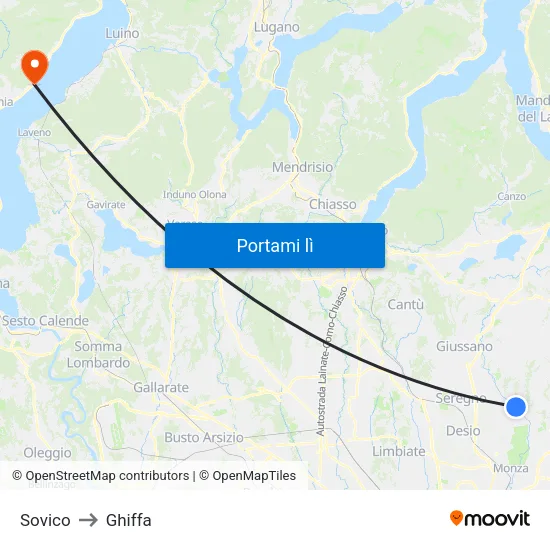 Sovico to Ghiffa map