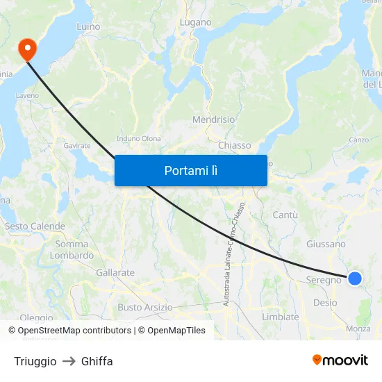 Triuggio to Ghiffa map