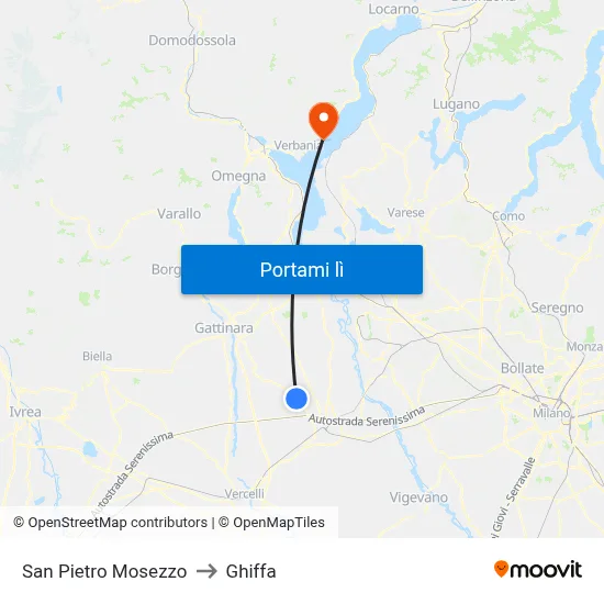 San Pietro Mosezzo to Ghiffa map