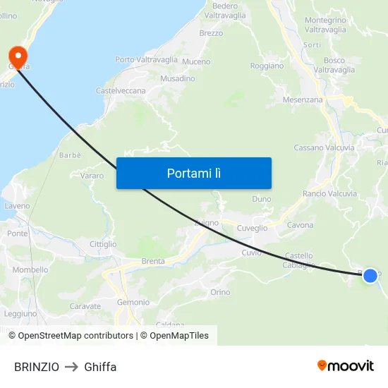 BRINZIO to Ghiffa map