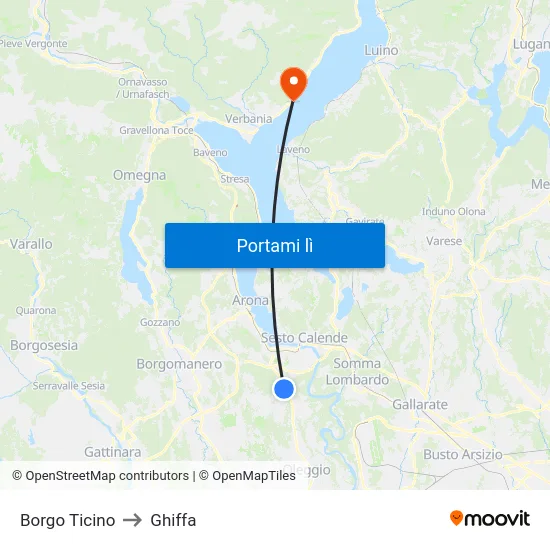 Borgo Ticino to Ghiffa map