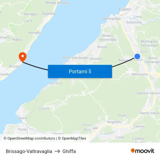 Brissago-Valtravaglia to Ghiffa map