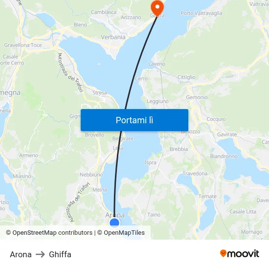 Arona to Ghiffa map