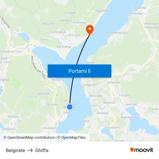 Belgirate to Ghiffa map