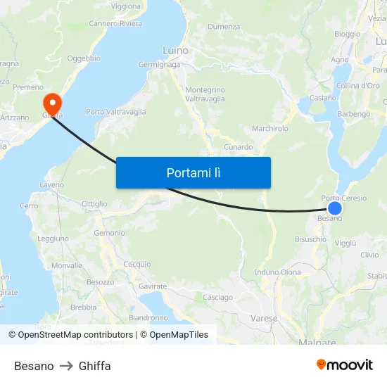 Besano to Ghiffa map
