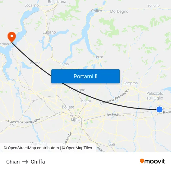 Chiari to Ghiffa map