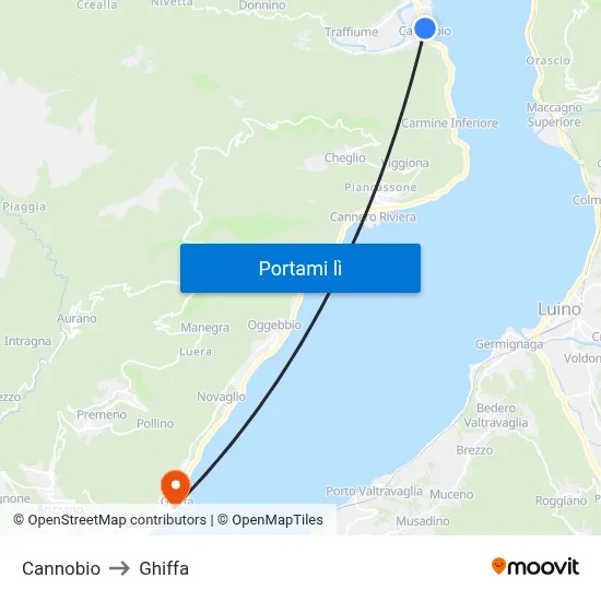 Cannobio to Ghiffa map