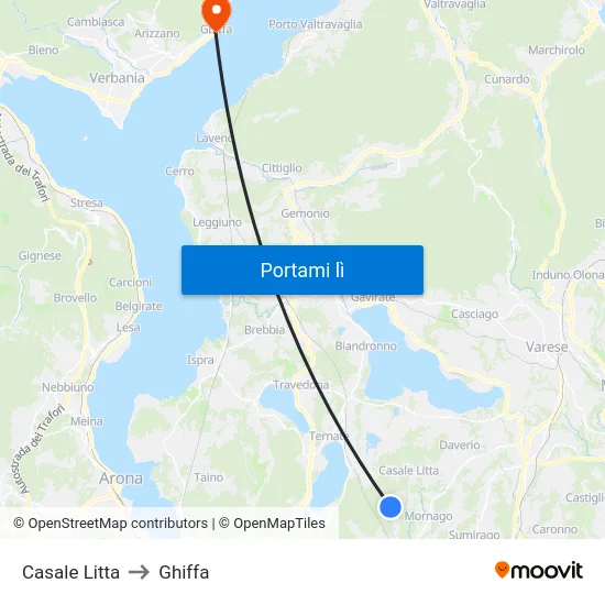 Casale Litta to Ghiffa map