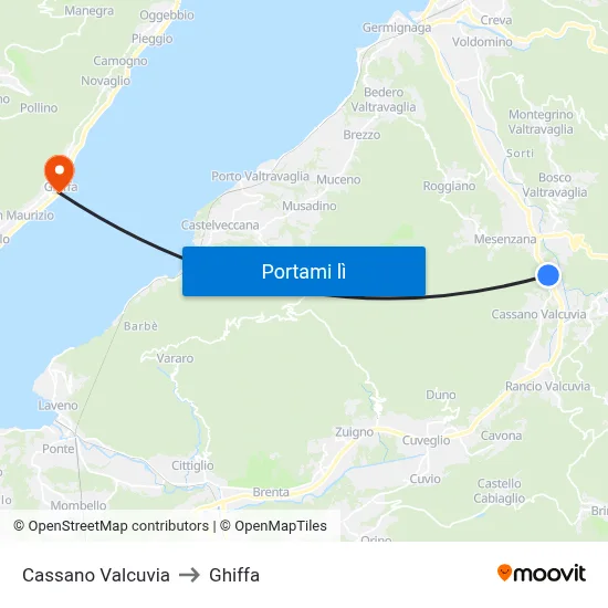 Cassano Valcuvia to Ghiffa map