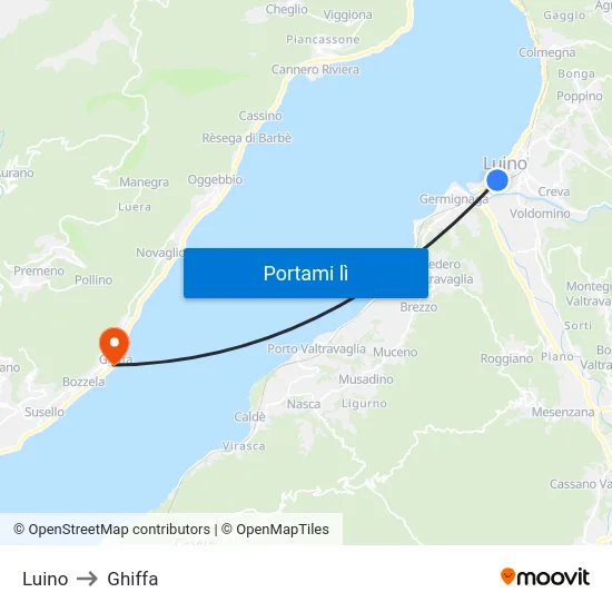 Luino to Ghiffa map