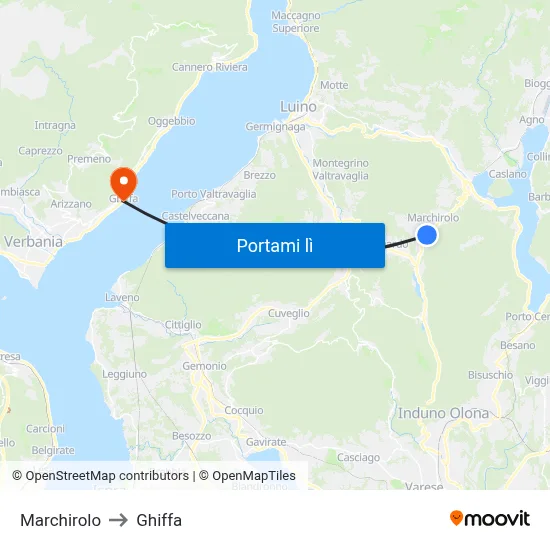Marchirolo to Ghiffa map