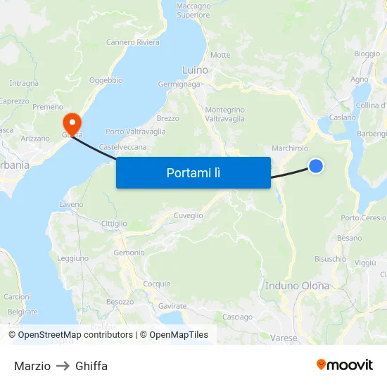 Marzio to Ghiffa map