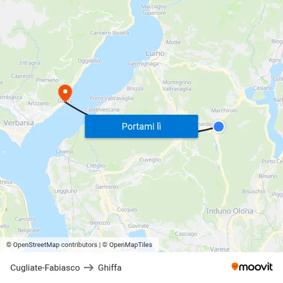 Cugliate-Fabiasco to Ghiffa map