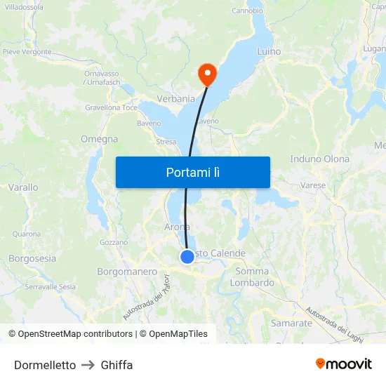 Dormelletto to Ghiffa map