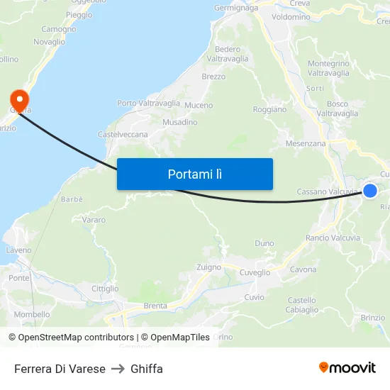 Ferrera Di Varese to Ghiffa map
