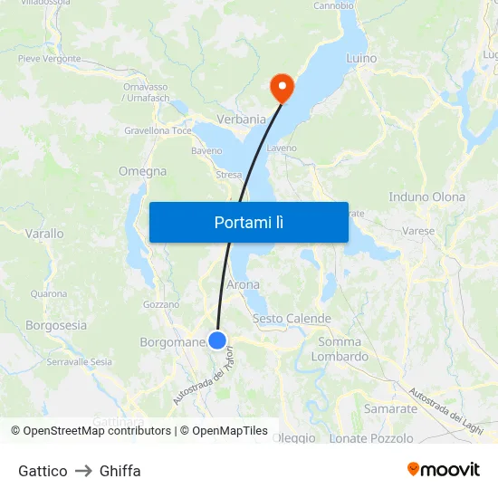 Gattico to Ghiffa map