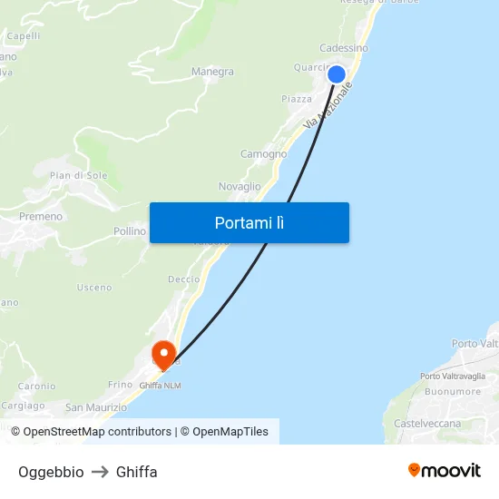 Oggebbio to Ghiffa map