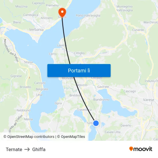 Ternate to Ghiffa map