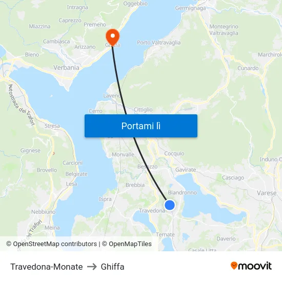Travedona-Monate to Ghiffa map