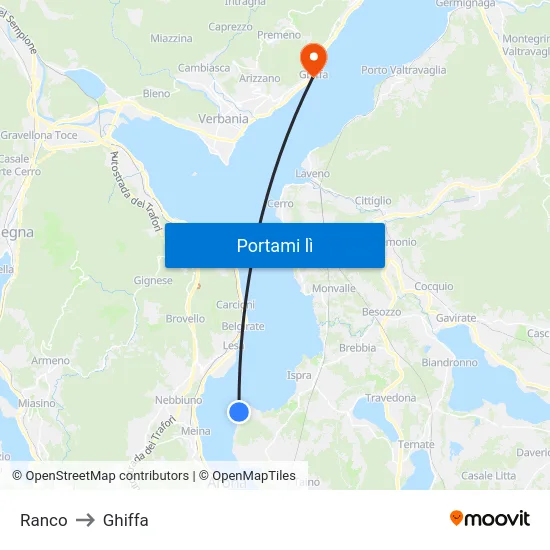 Ranco to Ghiffa map