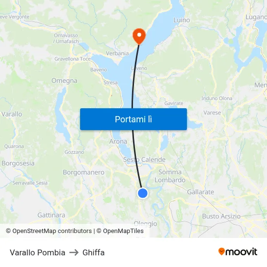 Varallo Pombia to Ghiffa map