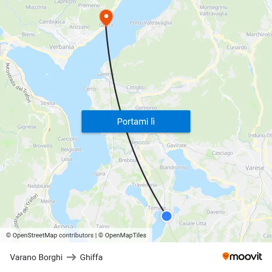 Varano Borghi to Ghiffa map